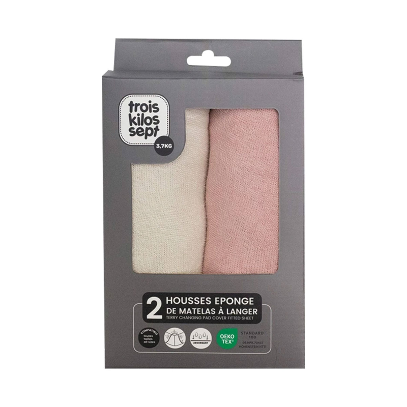 Καλύμματα Αλλαξιέρας (Σετ 2τμχ) Trois Kilos Sept Εκρού/Ροζ 55-8075110