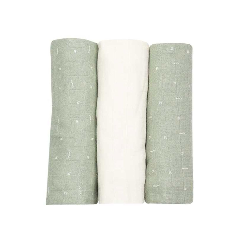 Μουσελίνες/Πάνες Αγκαλιάς (Σετ 3τμχ) Trois Kilos Sept Μέντα/Λευκό 55-8135050