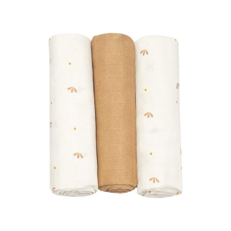 Μουσελίνες/Πάνες Αγκαλιάς (Σετ 3τμχ) Trois Kilos Sept Λευκό/Καμηλό 55-8135051