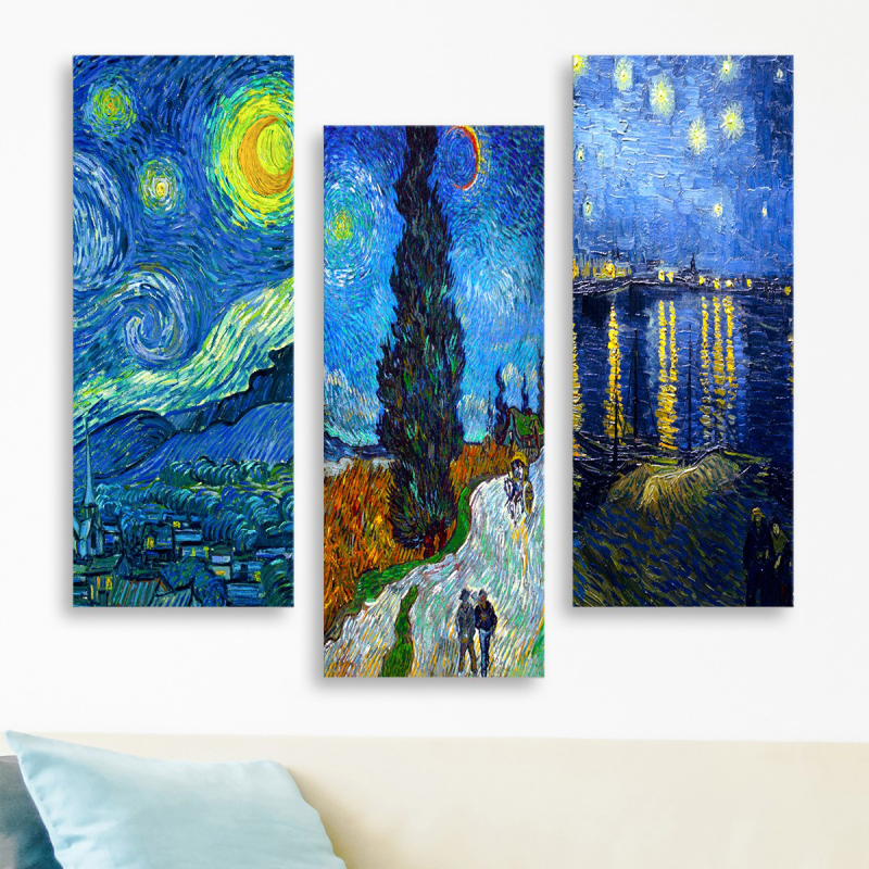 Τρίπτυχος Πίνακας (60x50) A-G The Starry Night Van Gogh 537MRV5174