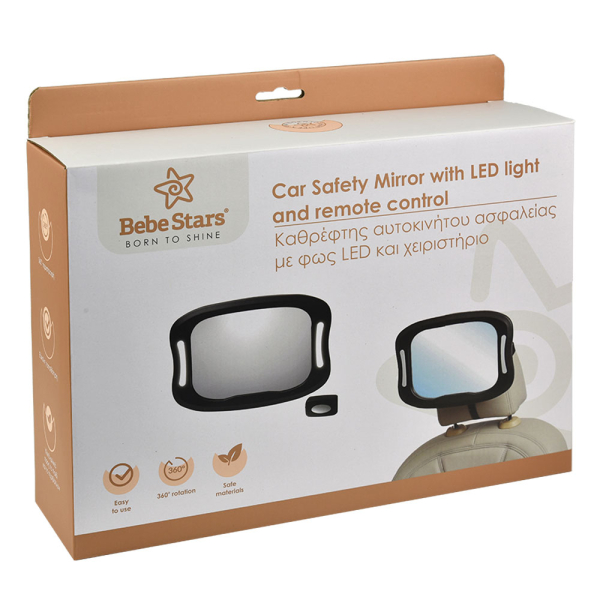Καθρέφτης Αυτοκινήτου Για Μωρά Με Φως & Χειριστήριο Bebe Stars 80-127