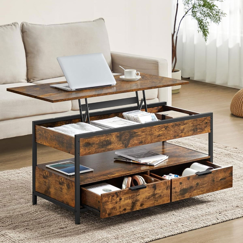 Τραπέζι Σαλονιού Με Σερβιτόρο & 2 Συρτάρια & Ράφι (100x50x48) Vasagle LCT209K01V1