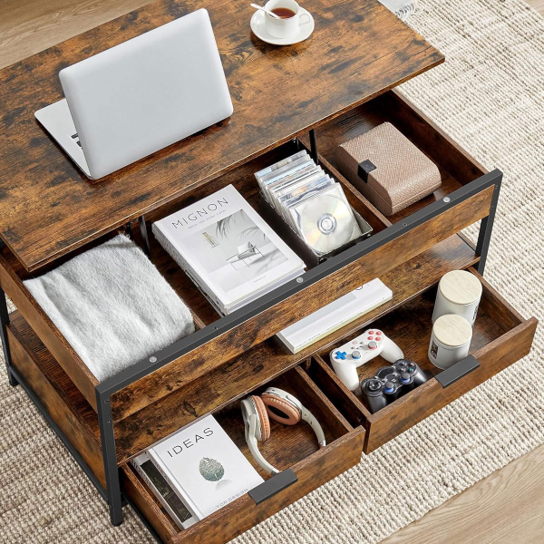 Τραπέζι Σαλονιού Με Σερβιτόρο & 2 Συρτάρια & Ράφι (100x50x48) Vasagle LCT209K01V1