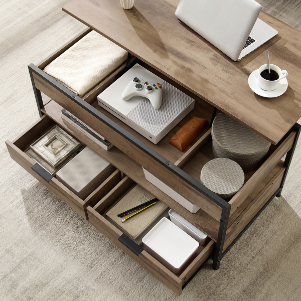 Τραπέζι Σαλονιού Με Σερβιτόρο & 2 Συρτάρια & Ράφι (100x50x48) Vasagle LCT209K02V1