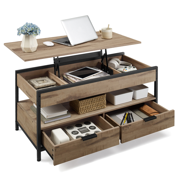 Τραπέζι Σαλονιού Με Σερβιτόρο & 2 Συρτάρια & Ράφι (100x50x48) Vasagle LCT209K02V1