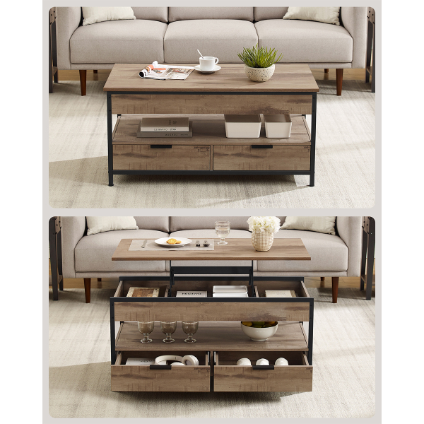 Τραπέζι Σαλονιού Με Σερβιτόρο & 2 Συρτάρια & Ράφι (100x50x48) Vasagle LCT209K02V1