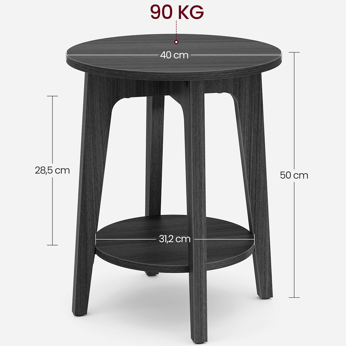 Βοηθητικό Τραπεζάκι (Φ40X50) Vasagle Let283T22V1 Home Έπιπλα Σαλονιού Τραπεζάκια Spitishop