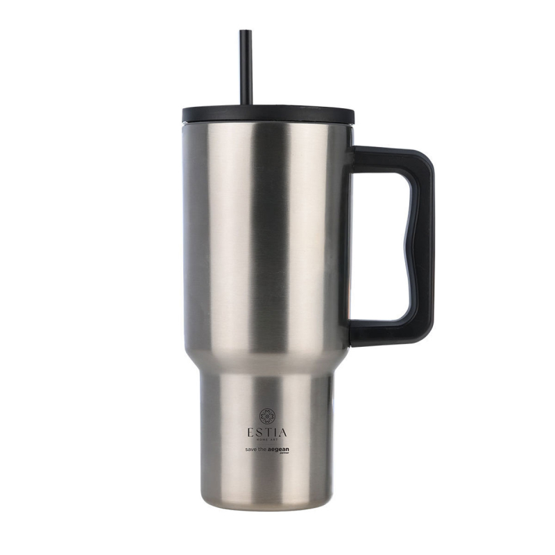 Κούπα Θερμός Με Λαβή & Καλαμάκι 900ml Estia Save The Aegean Tumbler Steel Flow 01-36232
