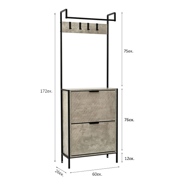 Έπιπλο Εισόδου - Παπουτσοθήκη 12 Θέσεων (60x26x172) Spitishop Sapiente Cement