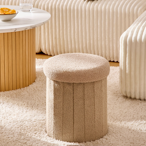 Σκαμπό Με Αποθηκευτικό Χώρο (Φ32x38) A-S Jaiko Beige 214224