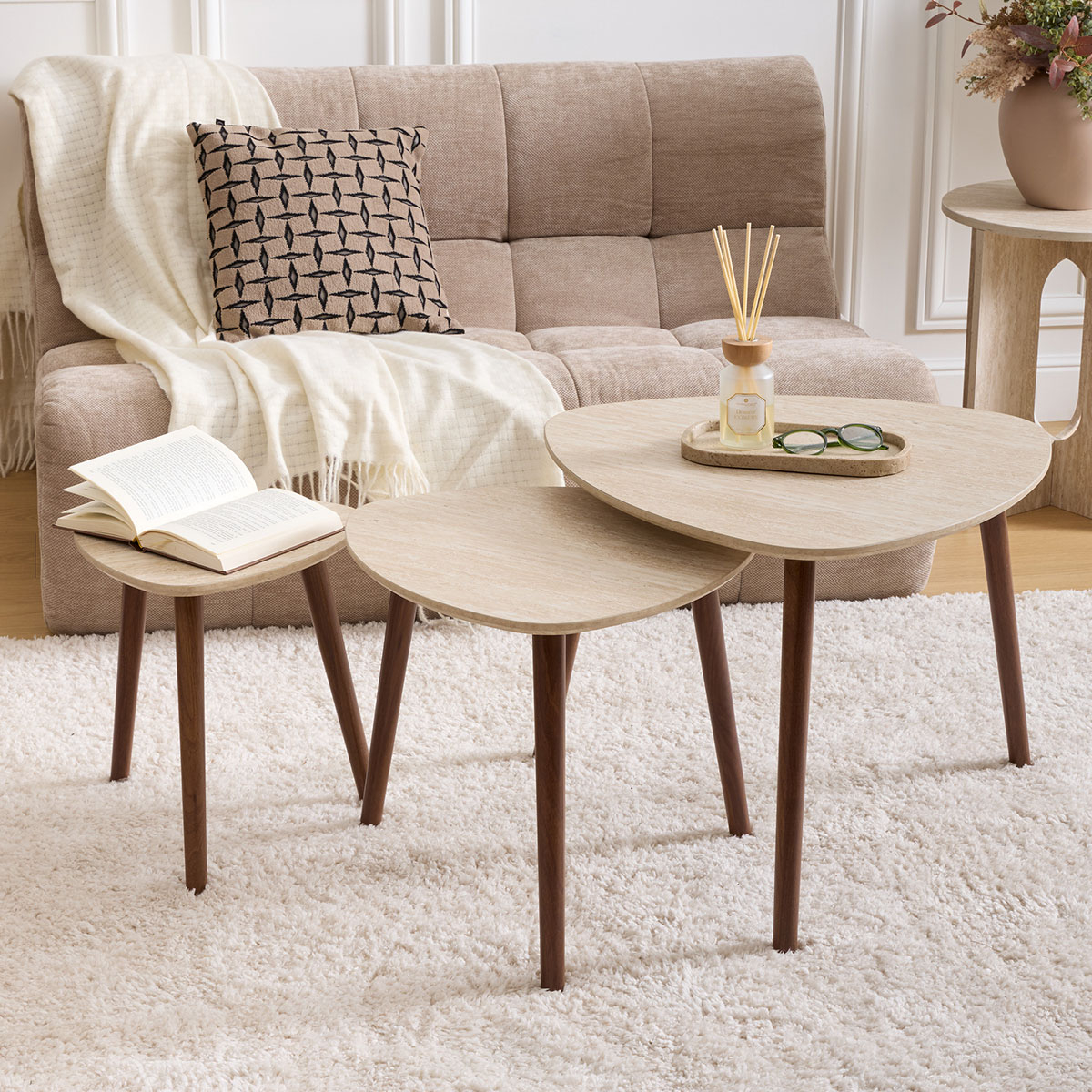 Βοηθητικά Τραπεζάκια (Σετ 3τμχ) A-S Mileo Travertine 213068