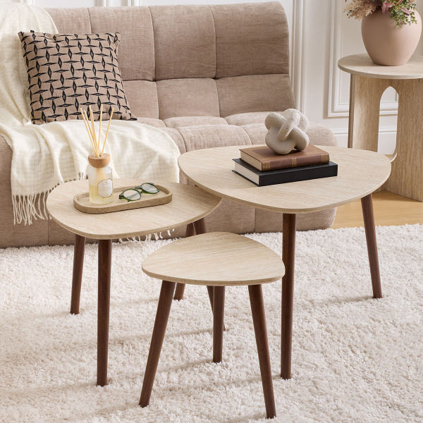 Βοηθητικά Τραπεζάκια (Σετ 3τμχ) A-S Mileo Travertine 213068