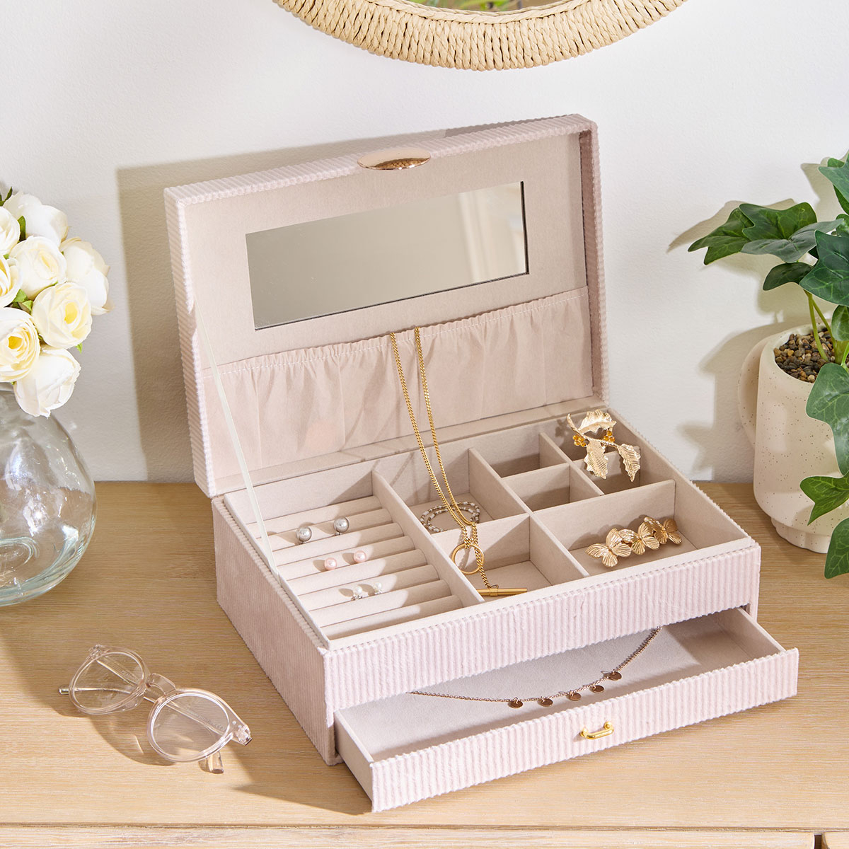 Μπιζουτιέρα Κουτί Με Συρτάρι & Καθρέφτη (19x27.5x10) A-S Enya Beige 215200