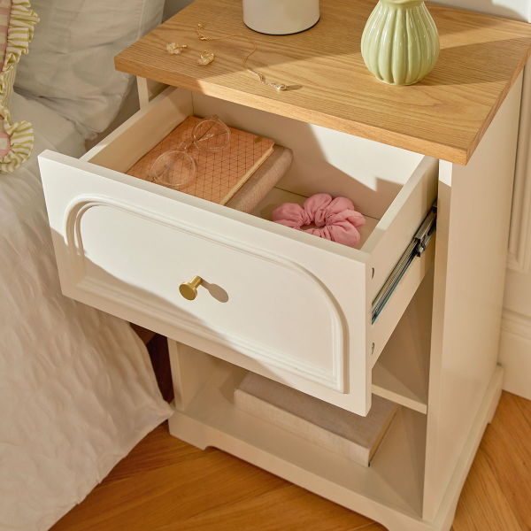 Κομοδίνο Με Συρτάρι & Ράφια (45x30x67) A-S Mohea Ivory 197855