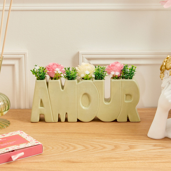 Τεχνητό Λουλούδι Σε Γλάστρα 26εκ. A-S Rose Flower 214015 Green