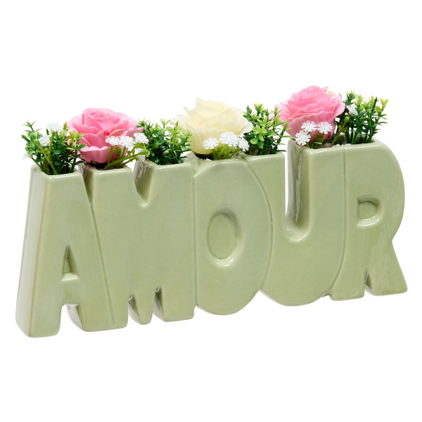 Τεχνητό Λουλούδι Σε Γλάστρα 26εκ. A-S Rose Flower 214015 Green