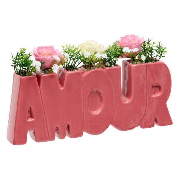 Τεχνητό Λουλούδι Σε Γλάστρα 26εκ. A-S Rose Flower 214015 Red