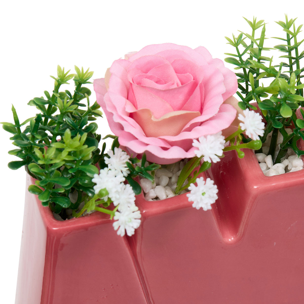 Τεχνητό Λουλούδι Σε Γλάστρα 26εκ. A-S Rose Flower 214015 Red