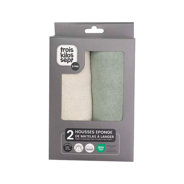 Καλύμματα Αλλαξιέρας (Σετ 2τμχ) Trois Kilos Sept Εκρού/Μέντα 55-8075109