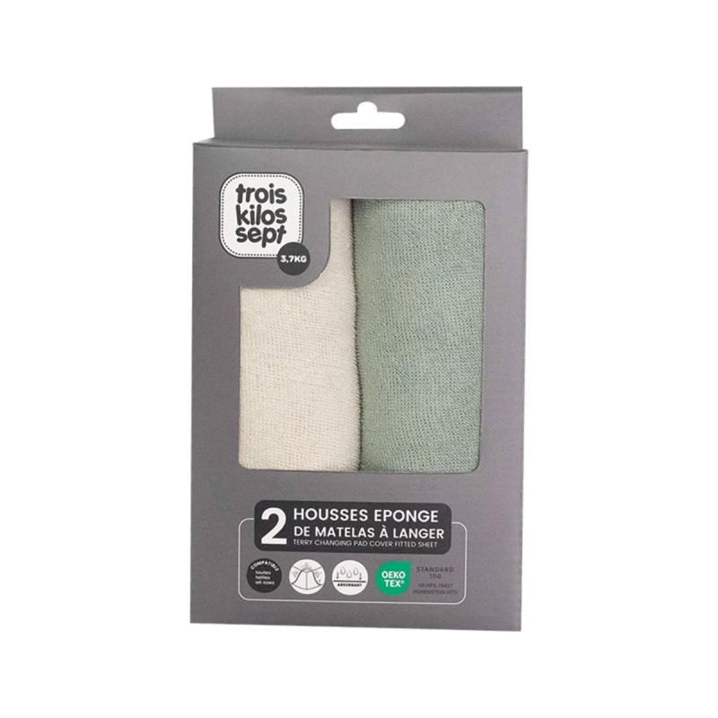 Καλύμματα Αλλαξιέρας (Σετ 2τμχ) Trois Kilos Sept Εκρού/Μέντα 55-8075109