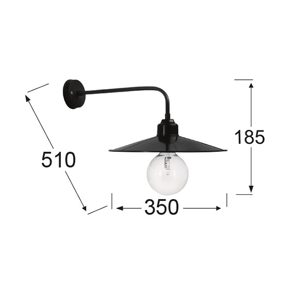 Απλίκα Τοίχου Heronia Petra 31-0977 Black