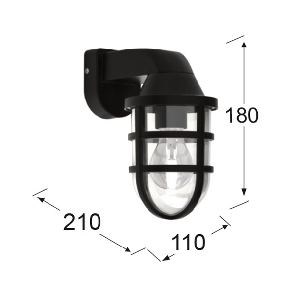 Απλίκα - Φανάρι Εξωτερικού Χώρου Heronia Melina 42-0043 Black