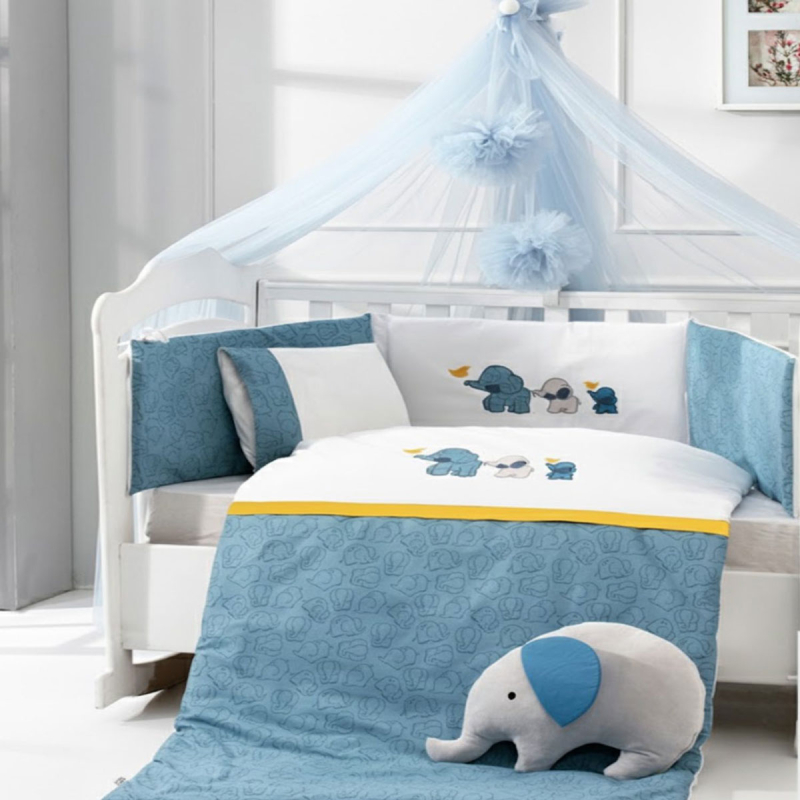 Σετ Κούνιας 9τμχ Abo Elephant Blue