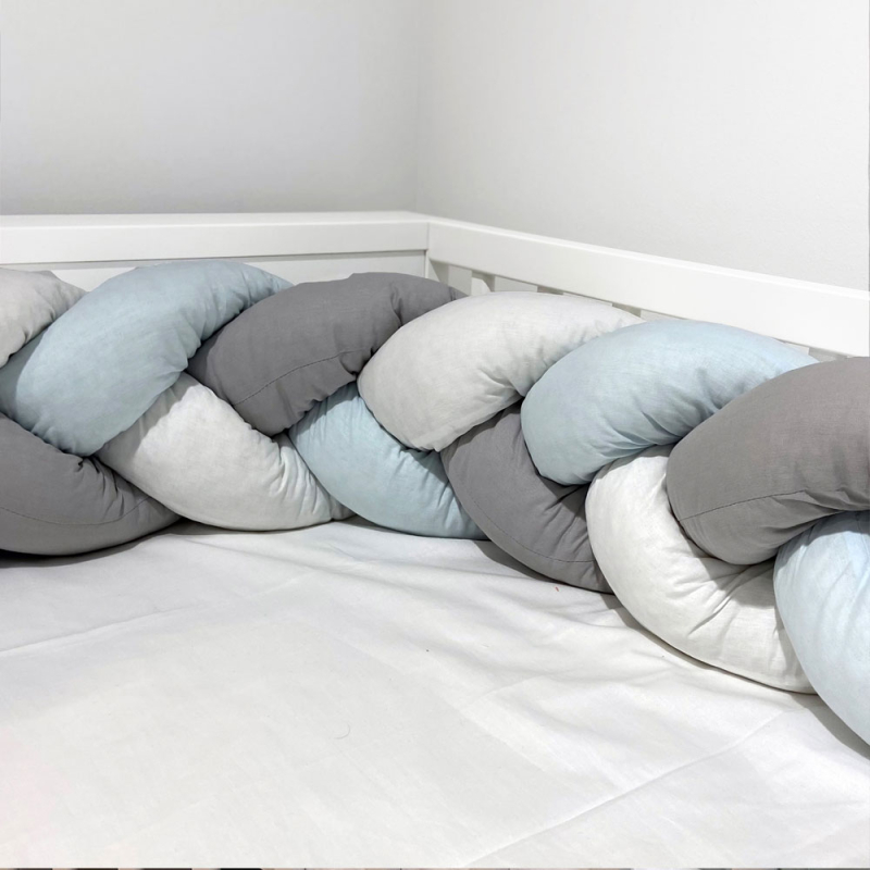 Πάντα Κούνιας - Πλεξούδα (220x20) Abo Ciel-Grey