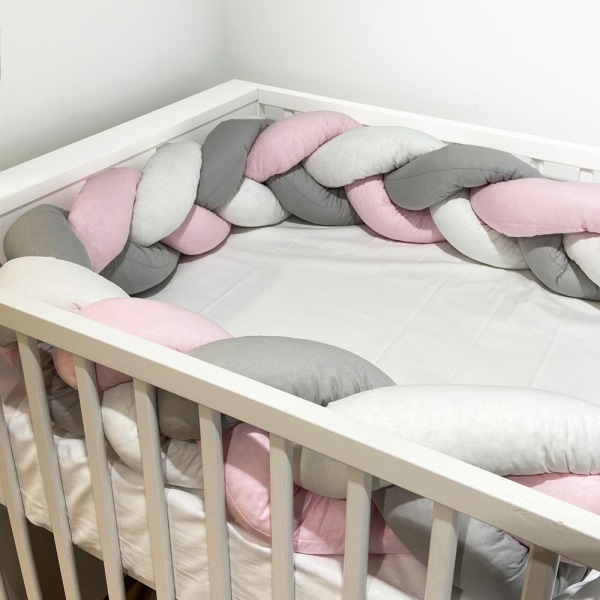 Πάντα Κούνιας - Πλεξούδα (220x20) Abo Pink-Grey