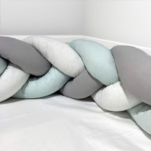 Πάντα Κούνιας - Πλεξούδα (220x20) Abo Mint-Grey