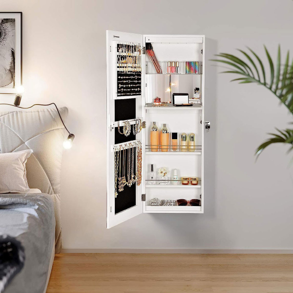 Καθρέφτης Τοίχου/Κοσμηματοθήκη Με Led (37x10x108) Songmics JBC63WV1