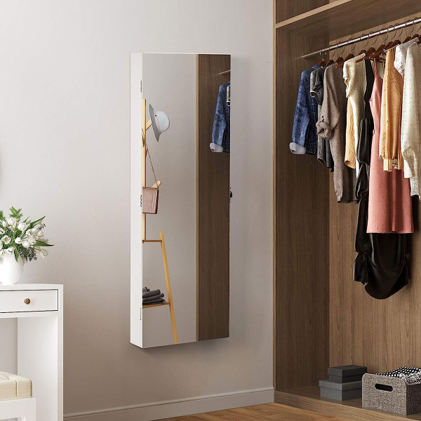 Καθρέφτης Τοίχου/Κοσμηματοθήκη Με Led (37x10x108) Songmics JBC63WV1