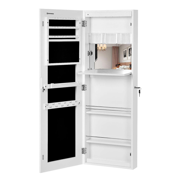 Καθρέφτης Τοίχου/Κοσμηματοθήκη Με Led (37x10x108) Songmics JBC63WV1