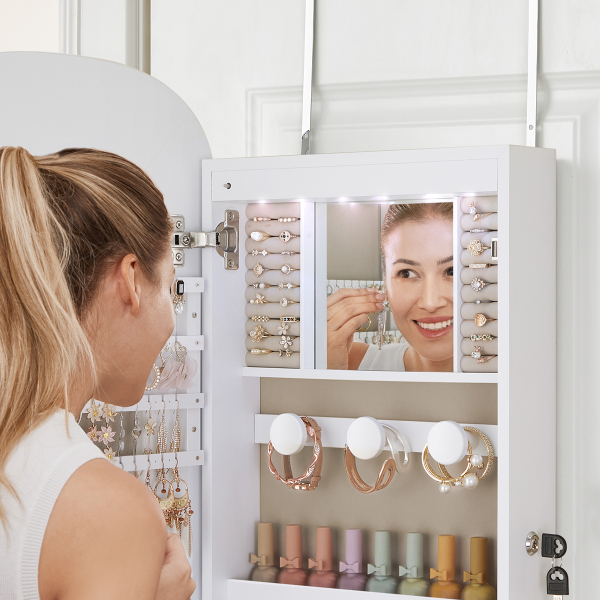 Καθρέφτης Τοίχου/Κοσμηματοθήκη (42x10x108) Songmics JJC026W01