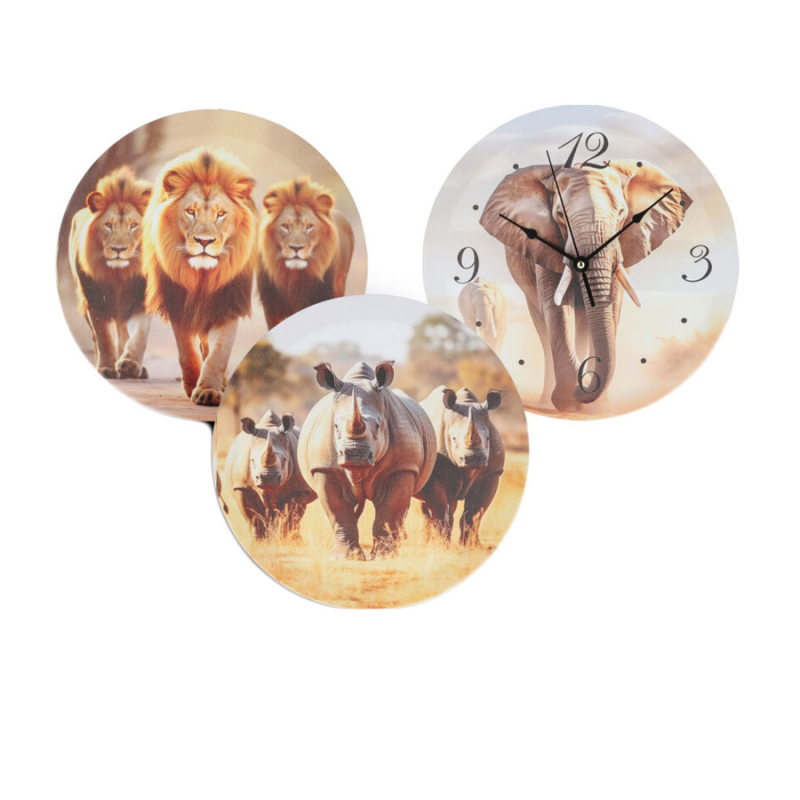Ρολόι Τοίχου Με Πίνακες (3τμχ) K-M Animals DD1000510