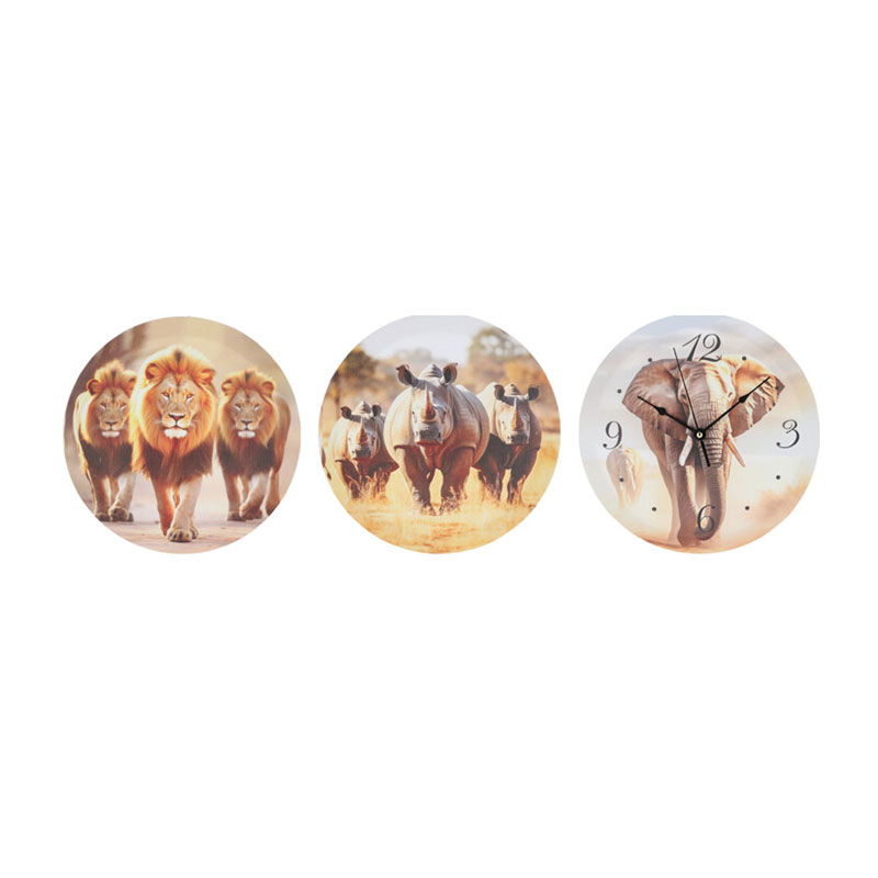 Ρολόι Τοίχου με Πίνακες (3Τμχ) K-M Animals Dd1000510 Home Διακόσμηση Ρολόγια & Επιτραπέζια Spitishop