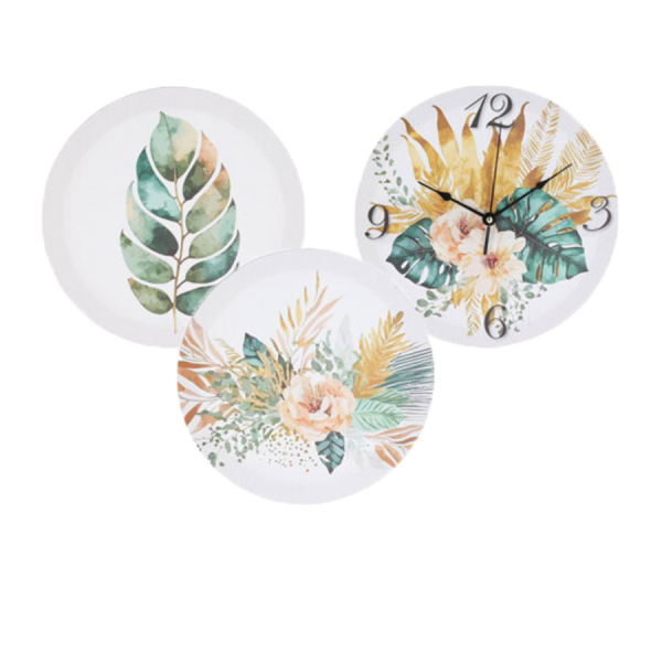 Ρολόι Τοίχου Με Πίνακες (Σετ 3τμχ) K-M Floral DD1000510