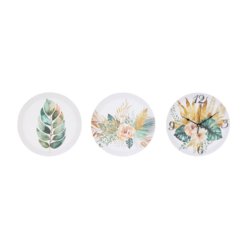 Ρολόι Τοίχου με Πίνακες (Σετ 3Τμχ) K-M Floral Dd1000510 Home Διακόσμηση Ρολόγια & Επιτραπέζια Spitishop