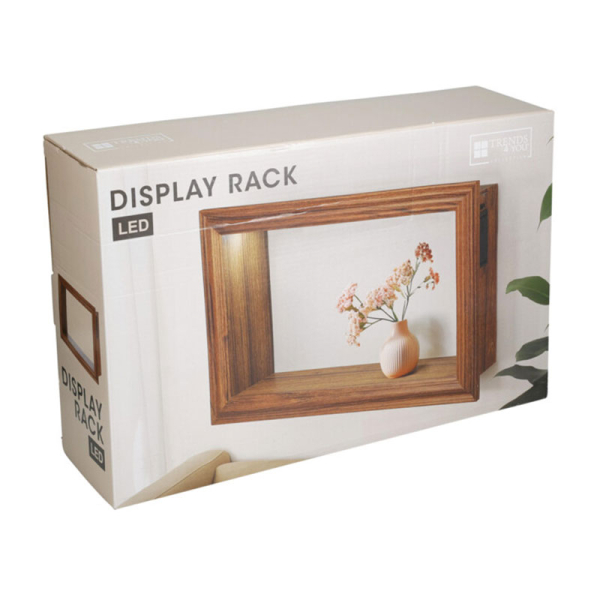 Ράφι Τοίχου Με Φως (40x10x25) K-M Dark Wood DD1001250