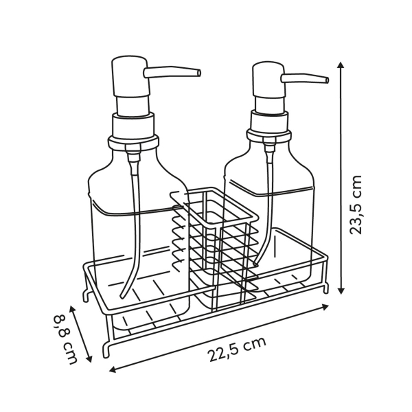 Δοχεία Υγρού Πιάτων Με Θήκη Για Σφουγγάρι & Βάση (22.5x8.8x23.5) F-V Black Edition 190253
