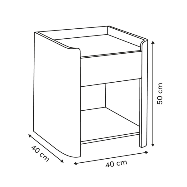 Κομοδίνο Με Συρτάρι & Ράφι (40x40x50) F-V Roundy 212822