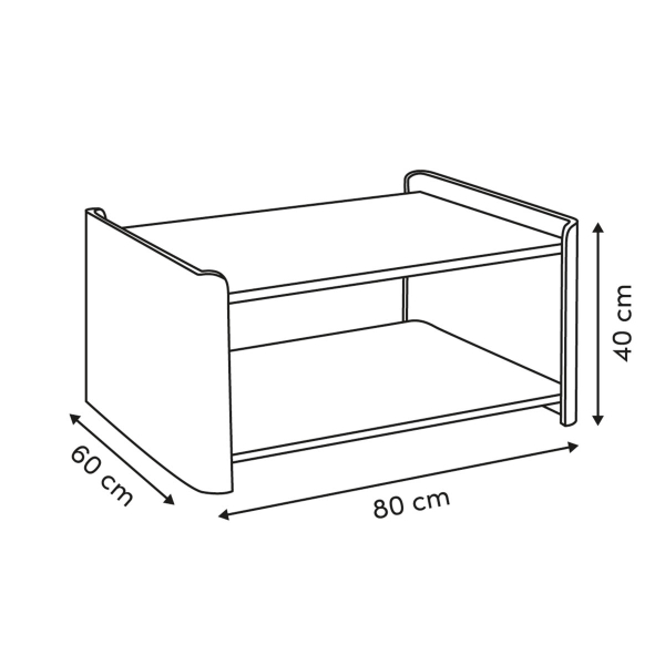 Τραπέζι Σαλονιού Με Ράφι (80x60x40) F-V Roundy 212825