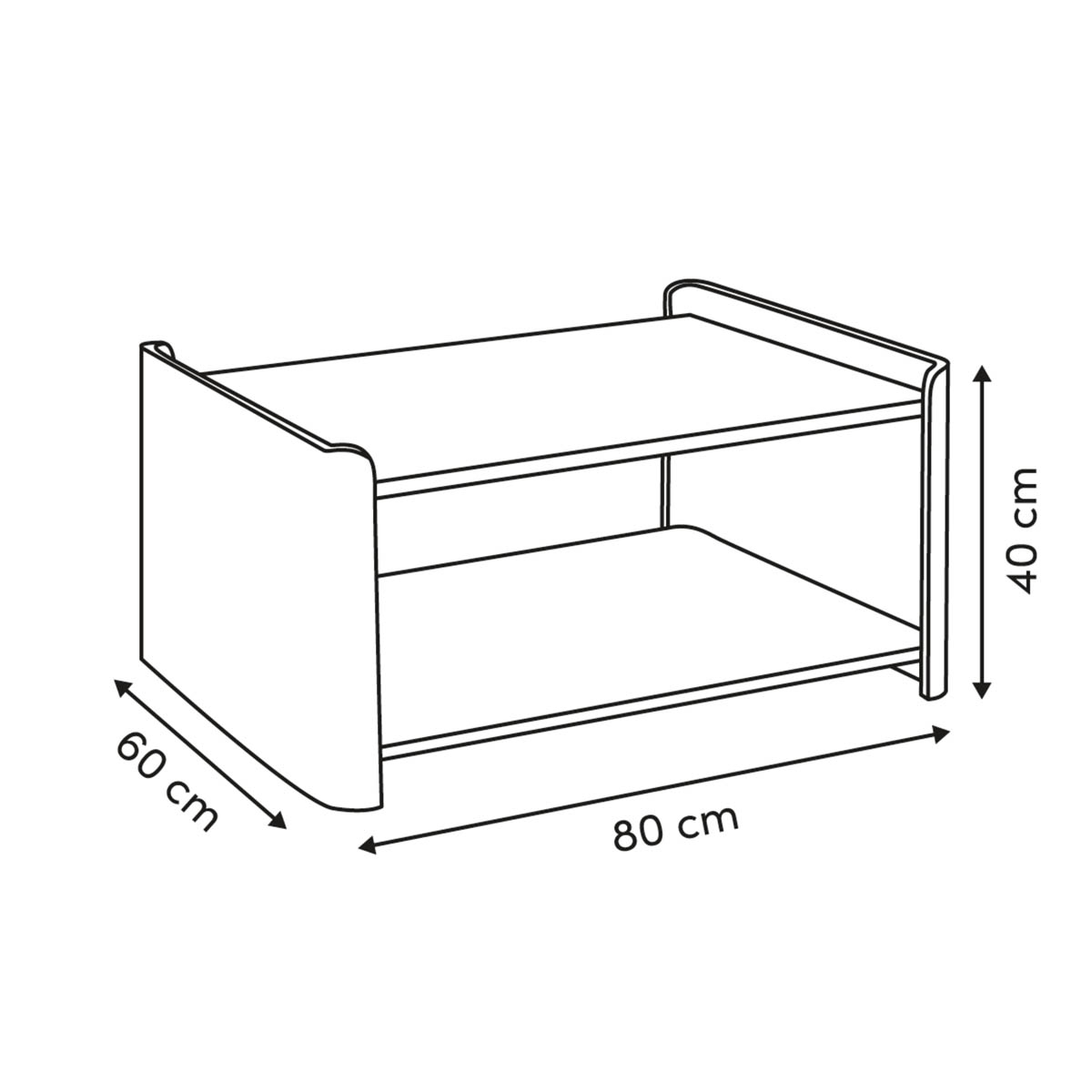 Τραπέζι Σαλονιού με Ράφι (80X60X40) F-V Roundy 212825 Home Έπιπλα Τραπεζάκια Spitishop