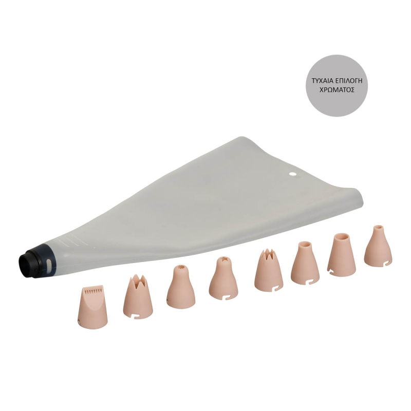 Κορνέ Ζαχαροπλαστικής Με 8 Μύτες F-V Silicone 209618 (Τυχαία Επιλογή Χρώματος)