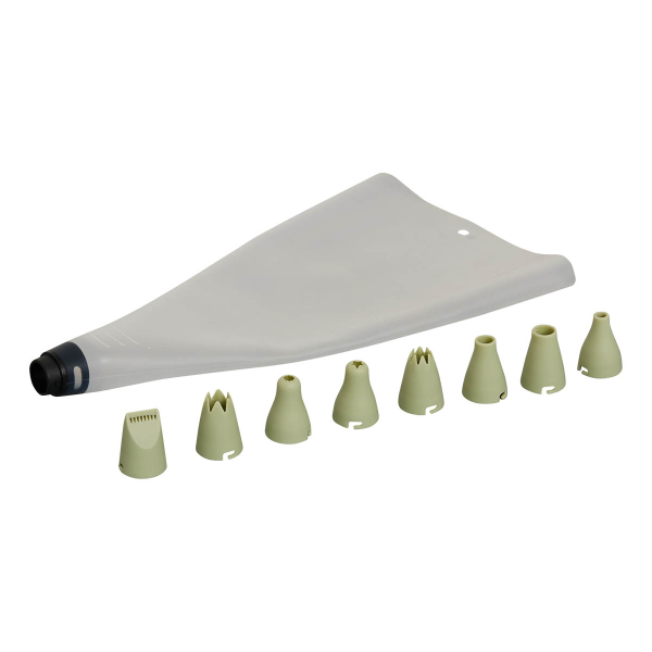 Κορνέ Ζαχαροπλαστικής Με 8 Μύτες F-V Silicone 209618 (Τυχαία Επιλογή Χρώματος)