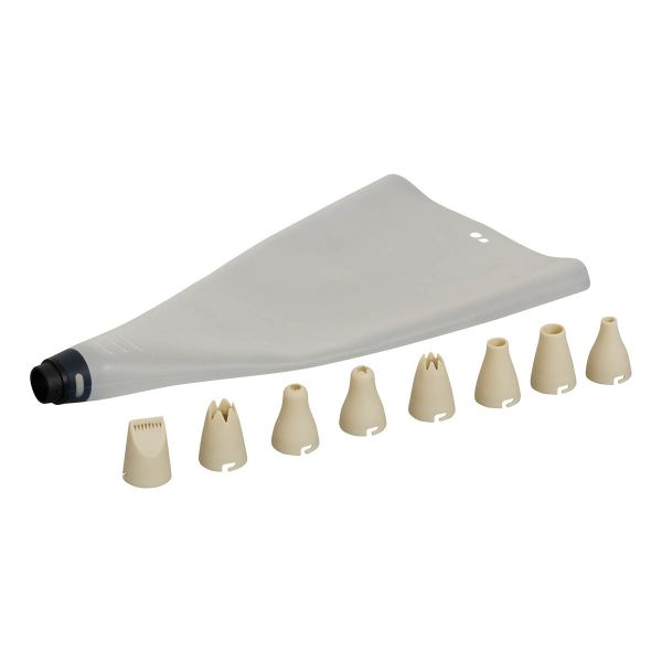 Κορνέ Ζαχαροπλαστικής Με 8 Μύτες F-V Silicone 209618 (Τυχαία Επιλογή Χρώματος)