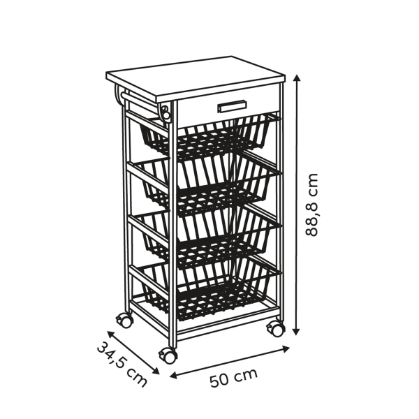 Τρόλεϊ/Ραφιέρα 5 Θέσεων (50x34.5x88.8) F-V Acacia 190291