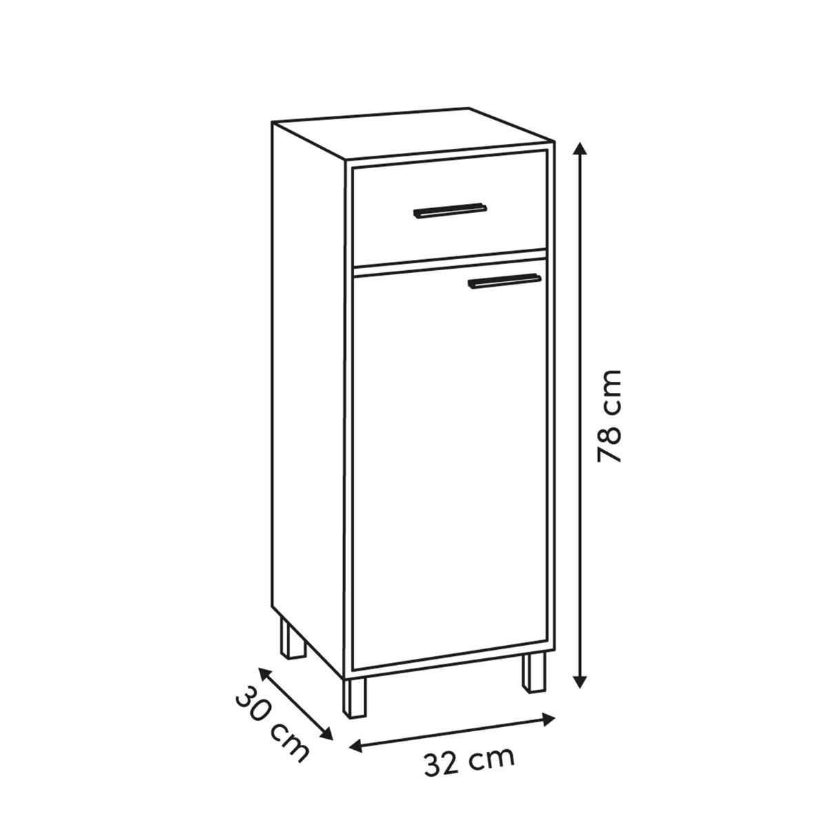 Ντουλάπι Δαπέδου με 1 Συρτάρι (32X30X78) F-V Come 212884 Home Έπιπλα Συρταριέρες - Ντουλάπια Spitishop
