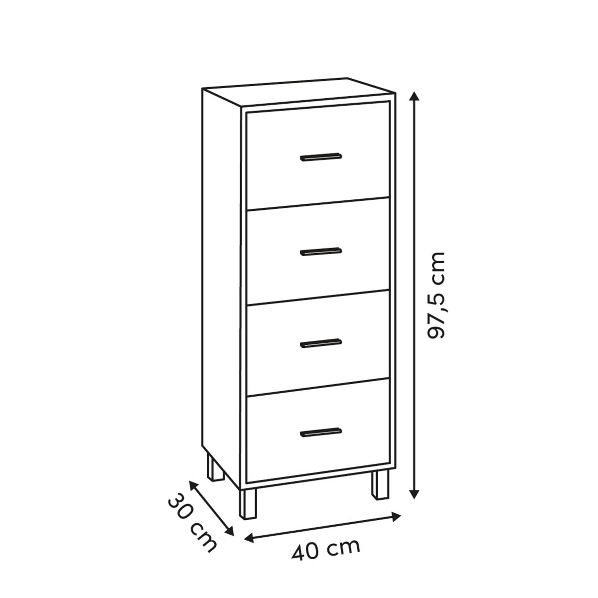 Συρταριέρα 4 Θέσεων (40X30X97 5) F-V Come 212888 Home Έπιπλα Συρταριέρες - Ντουλάπια Spitishop