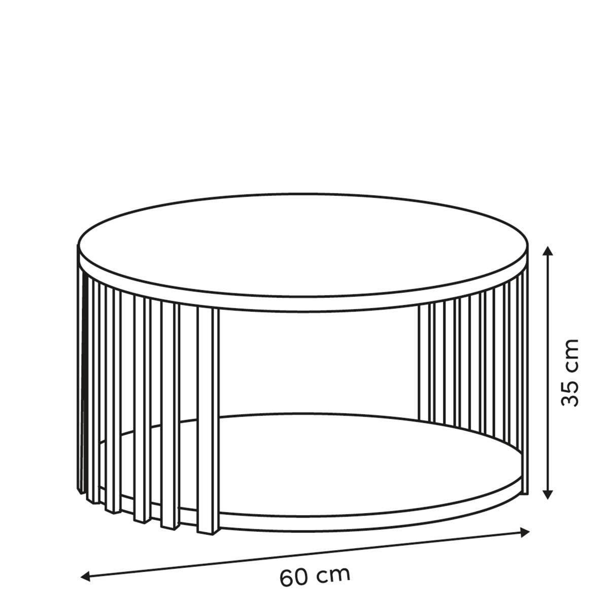 Τραπέζι Σαλονιού με Ράφι (Φ60X35) F-V Slat 212896 Home Έπιπλα Τραπεζάκια Spitishop